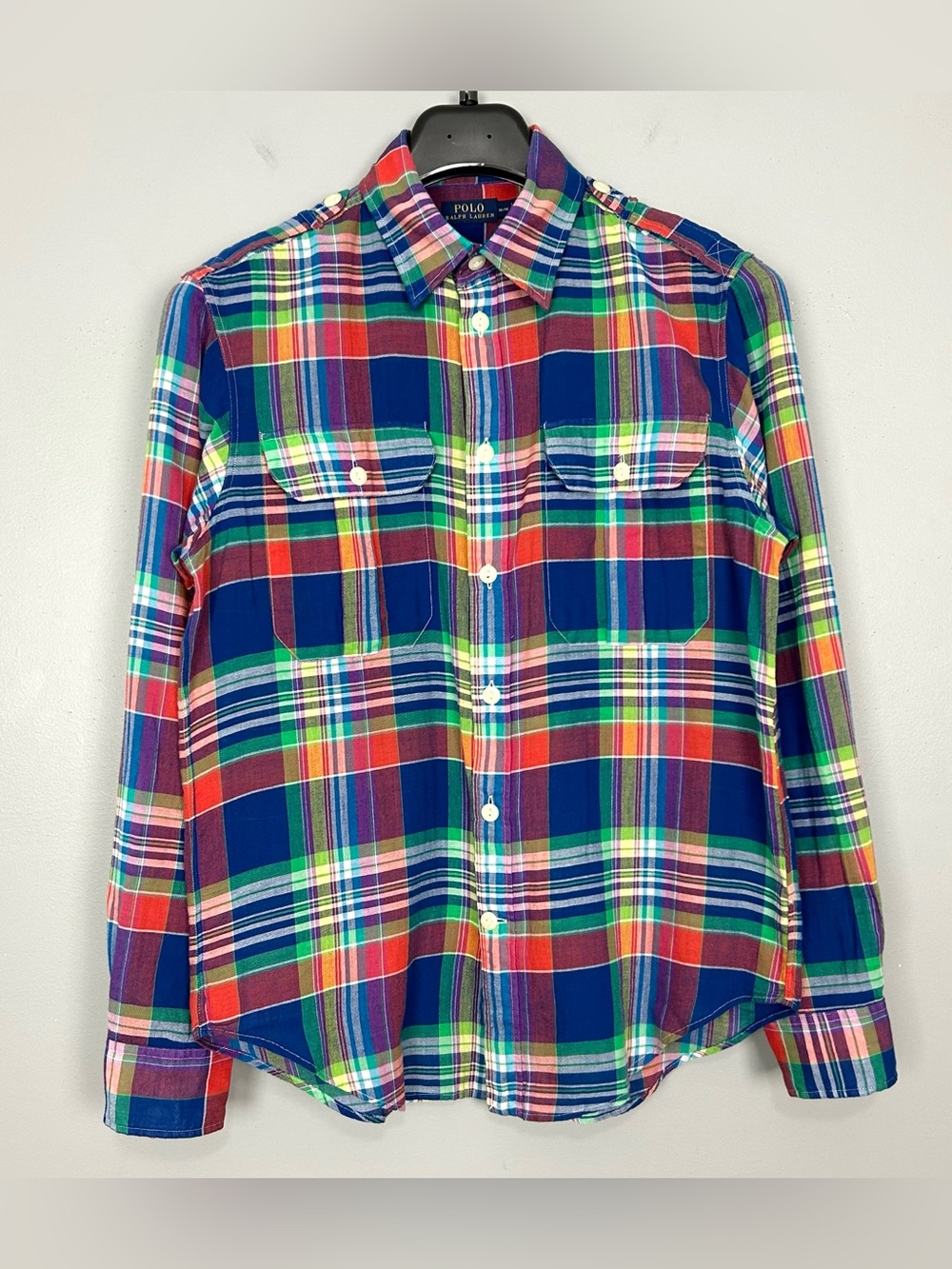 Polo Ralph Lauren Gauzy Cotton Plaid Shirt Women’s Size M Button Front Americana